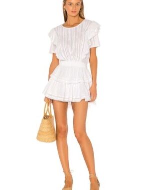LoveShackFancy White Cotton Lace Tank Dress
